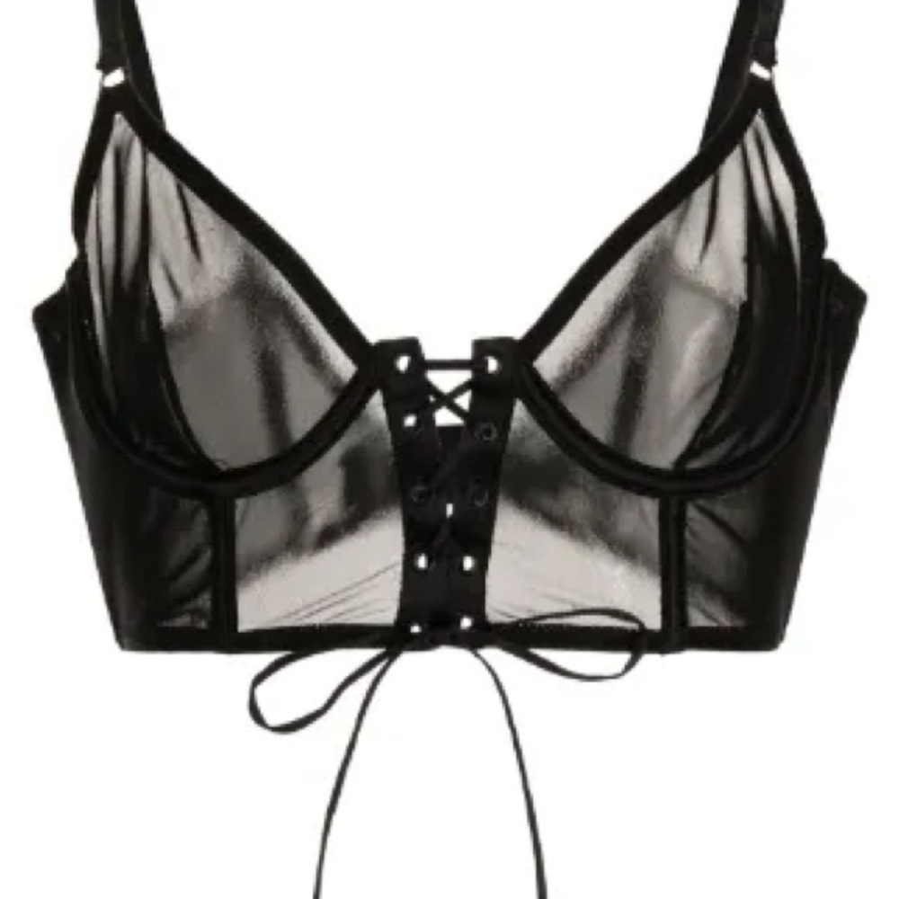Kiki De Montparnasse Claire Black Lace-Up Corset Bra